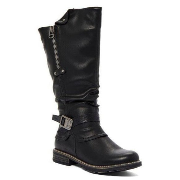 EMMSHU CLESY Tall Boot with Buckle Detail Black NIB Size 6 - 6.5 - Picture 1 of 8